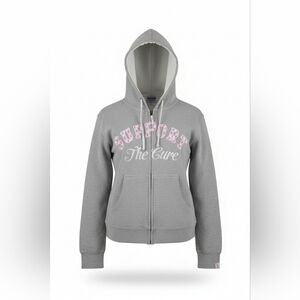 Women's Vintage American Crown Gray "Support The Cure" Breast Cancer Hoodie M